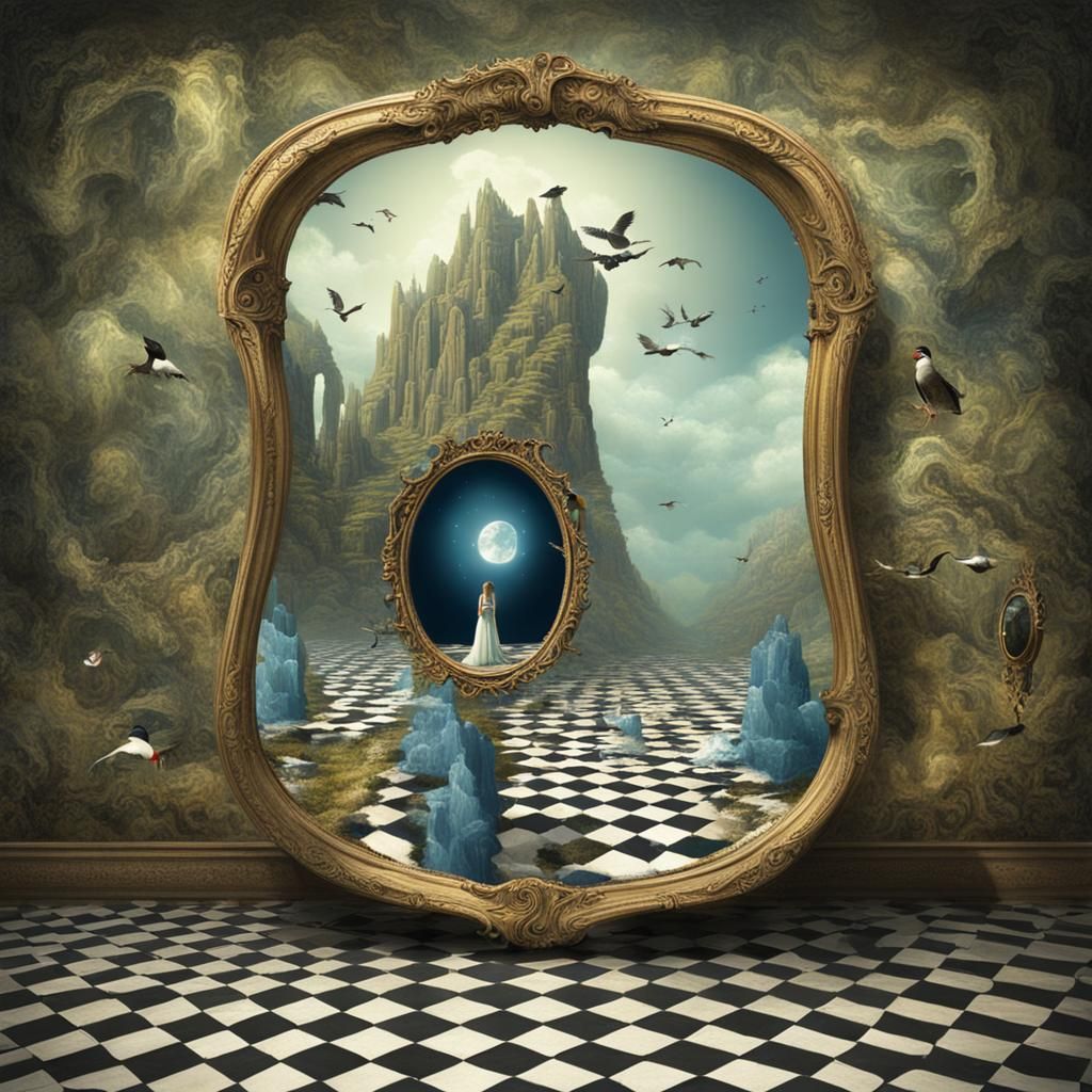 Surreal Magic Mirror Reflects Alternate Reality