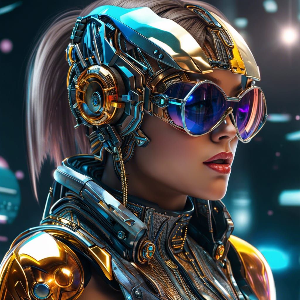 Sci-Fi Android Girl with Futuristic Eyewear