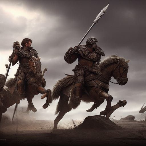 Epic Battle Scene of Spartans in Digital Matte Painting
