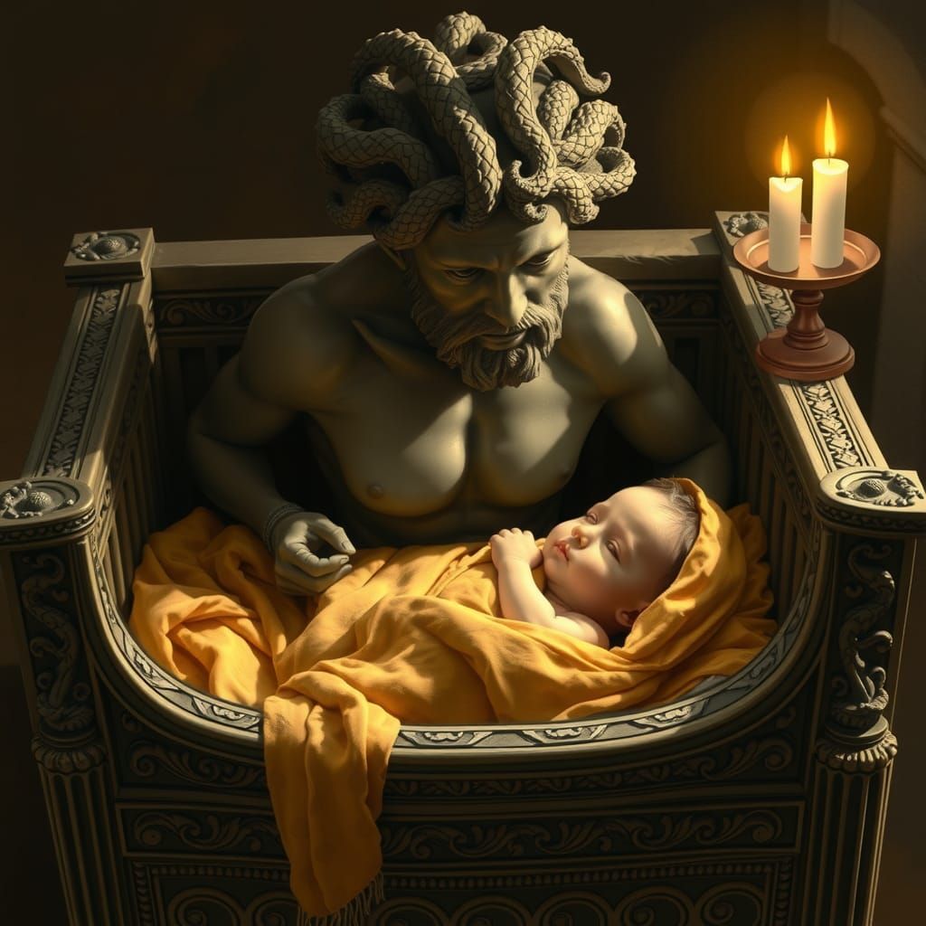 Baby Medusa Reaching for Stone Mother