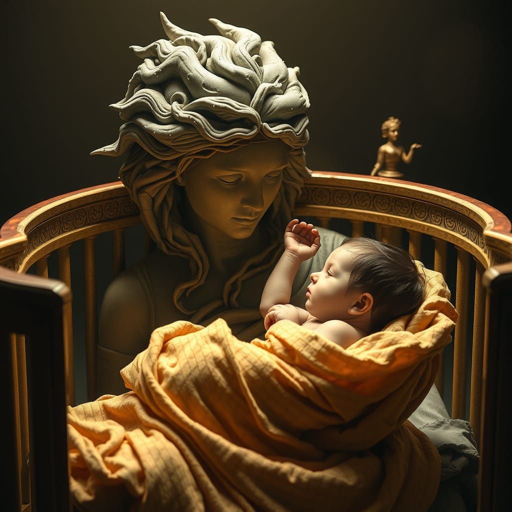Baby Medusa Reaches for Stone Mother, Classical Realism