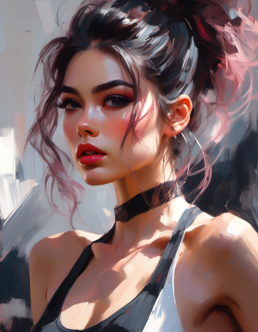 Fitness Model Stretching in Gym with Beauty Strokes