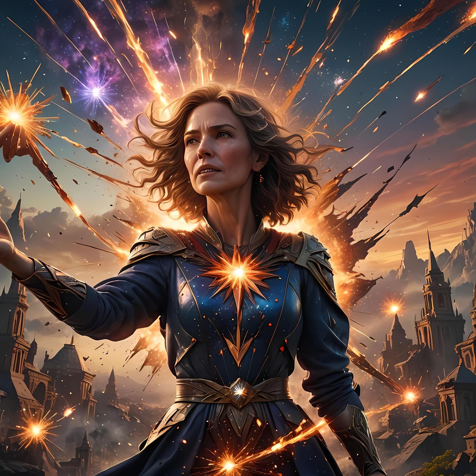 Ecstatic Woman Under Exploding Star, Fantasy Art