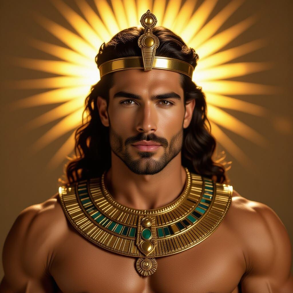 Achnaton as Sun God in Golden Light