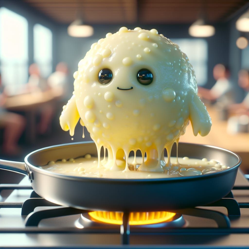 Butter Creature Melts in Cafe: Hyperrealistic Animation