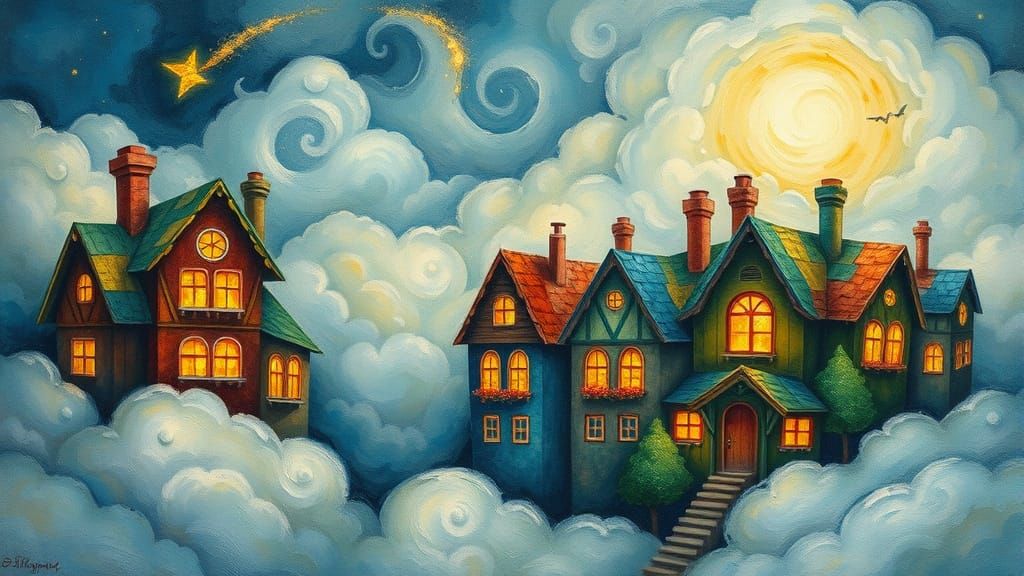 Dream Village Inspired by Neo-Impressionism