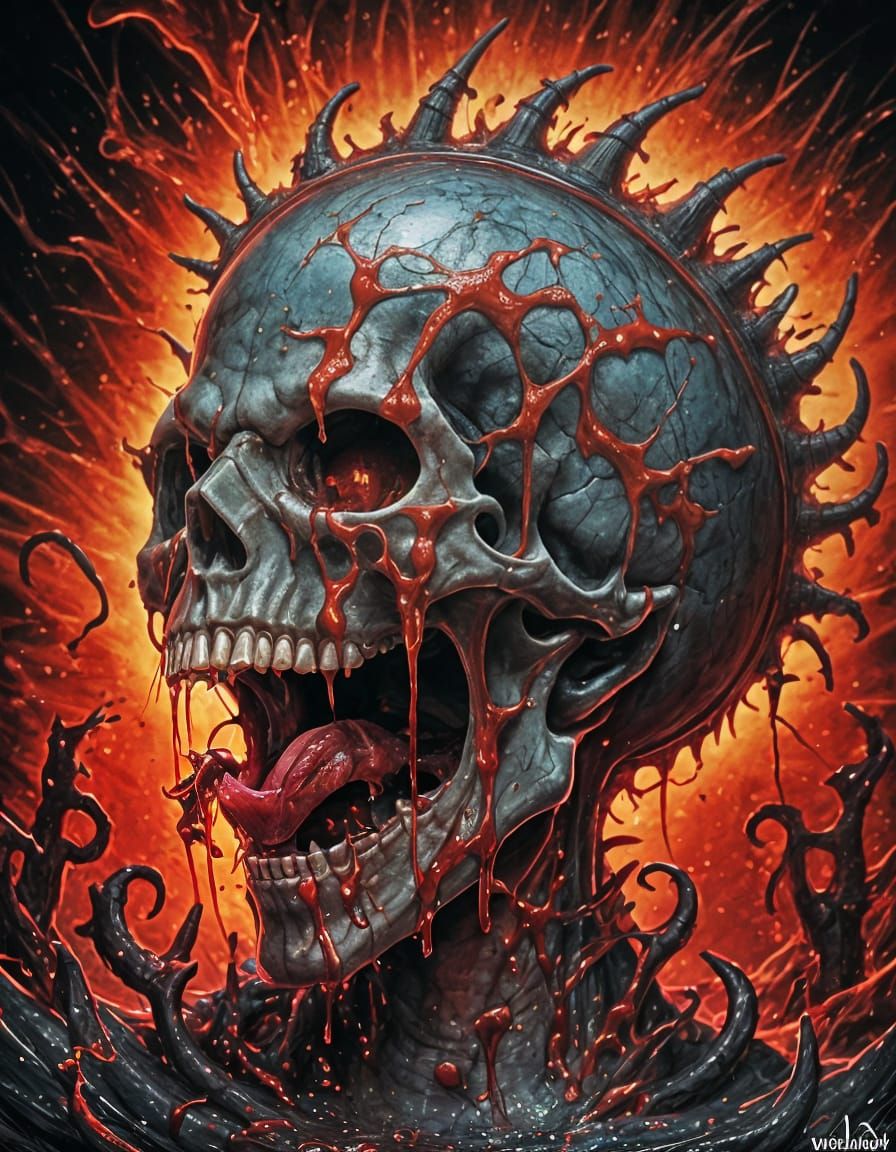 Intense Bloody Face Generated with Scary Faces Lora