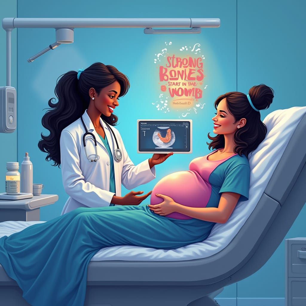 Nurturing Pregnancy Scene in Hyperrealistic Comic Style