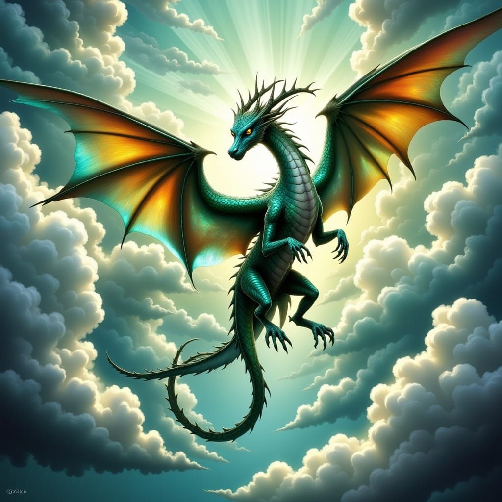Majestic Festus Dragon Soars Through Ethereal Realms