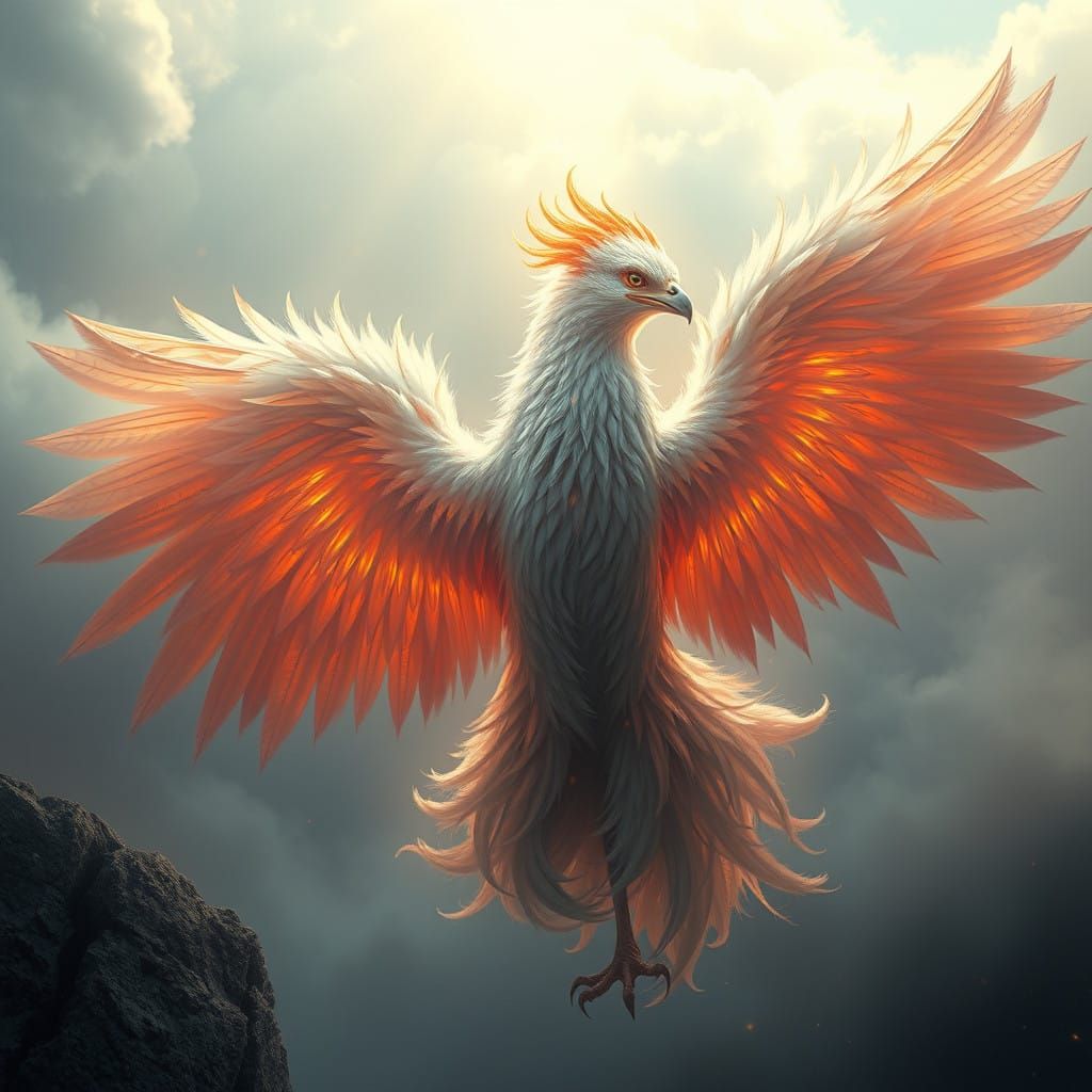 Majestic Fluffy Phoenix in a Stunning Cinematic Scene