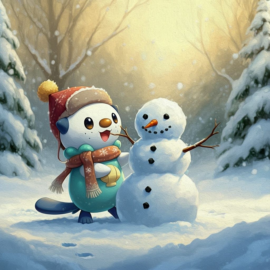 Oshawott Builds a Snowman in a Winter Wonderland
