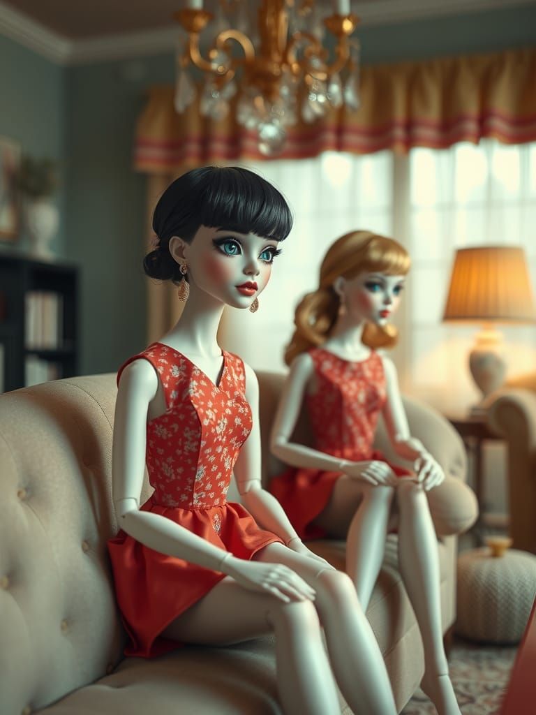 Groovy Android Dolls in Sixties Loungeroom