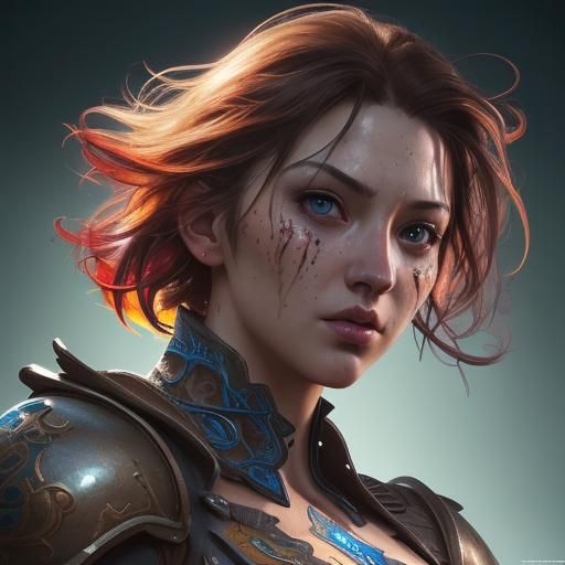 Hyperrealistic Portrait with Dramatic Lighting and Color