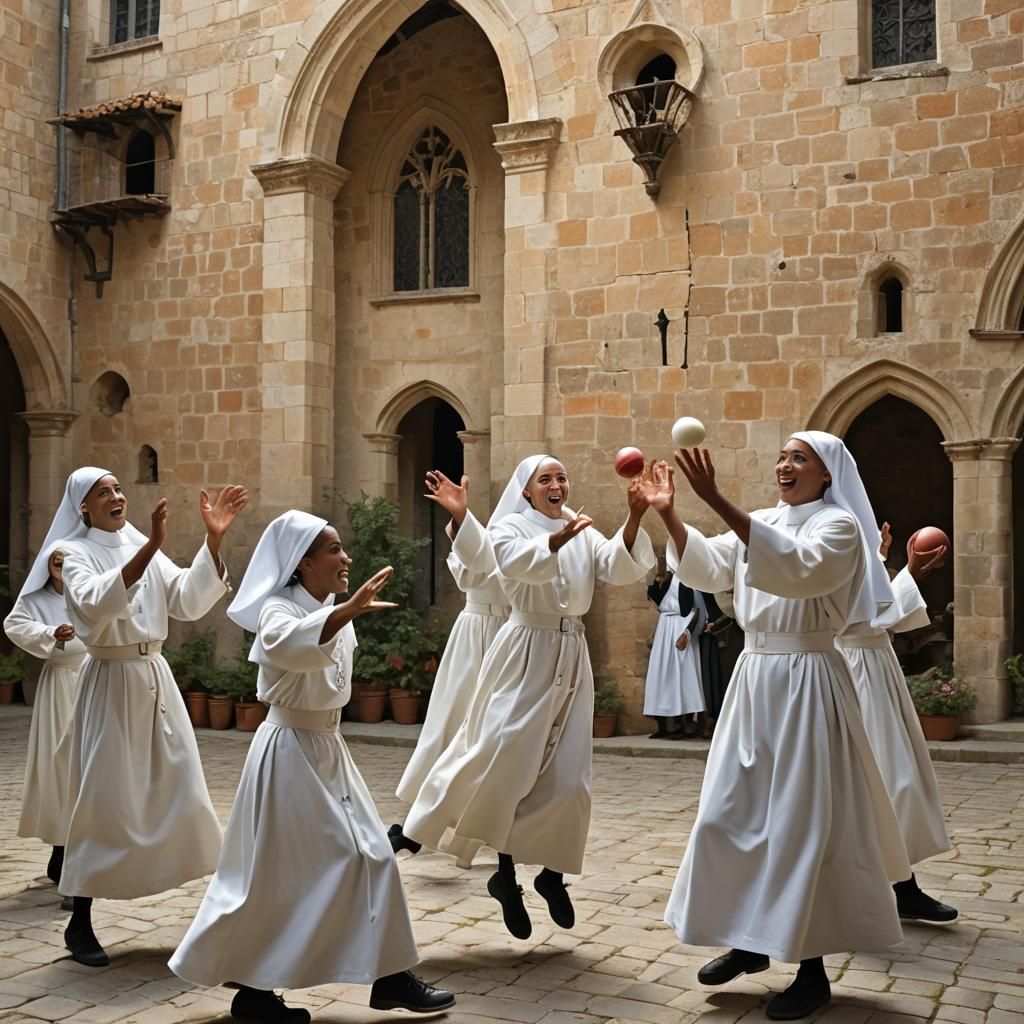 Dominican Nuns Play Ball in Medieval Cloister