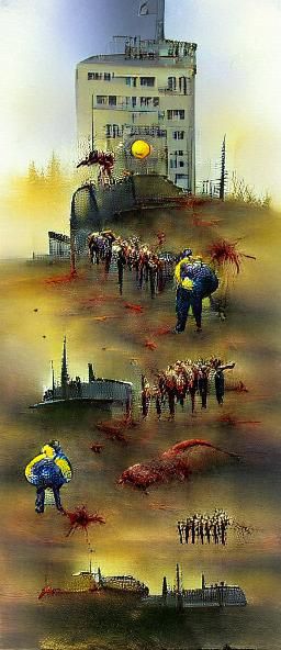 Zombie Horde in Stalinist Architecture, Gore Art
