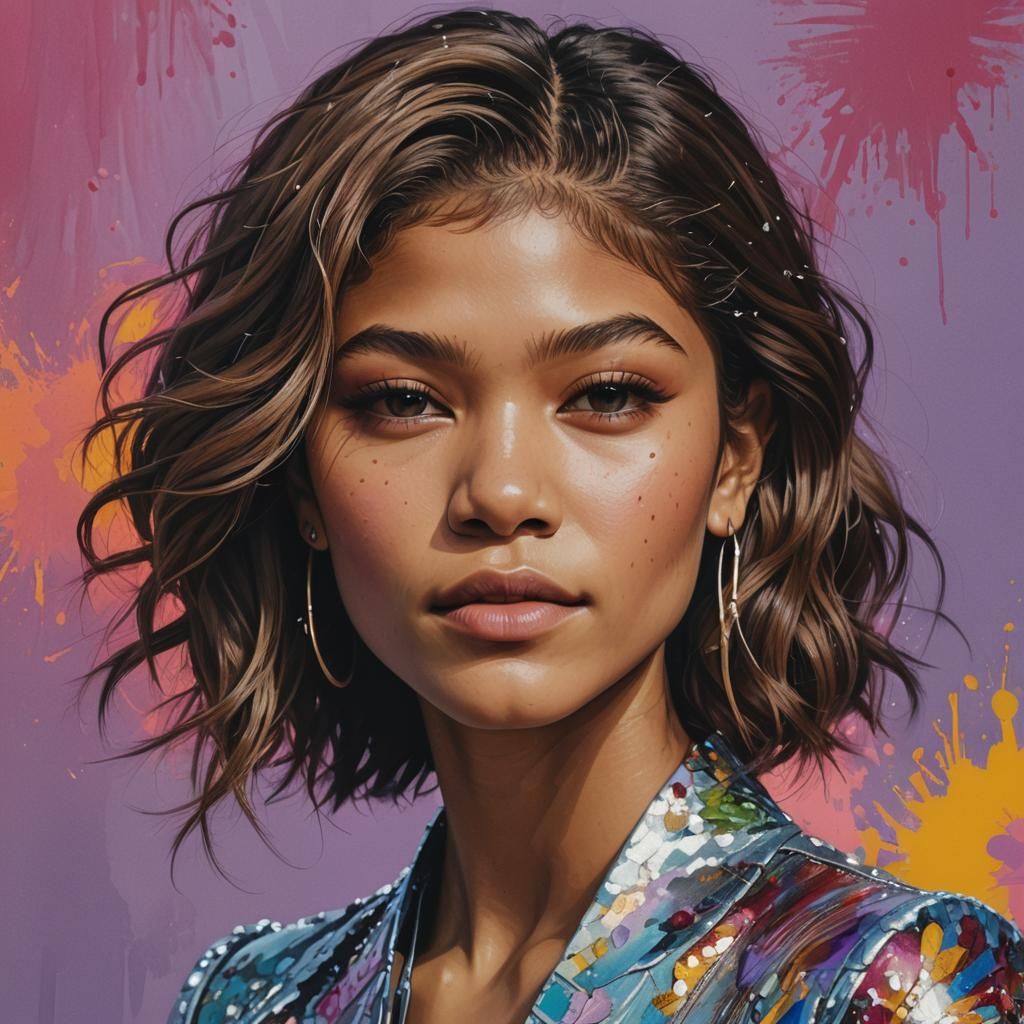Hyperrealistic Zendaya Portrait with Dramatic Lighting