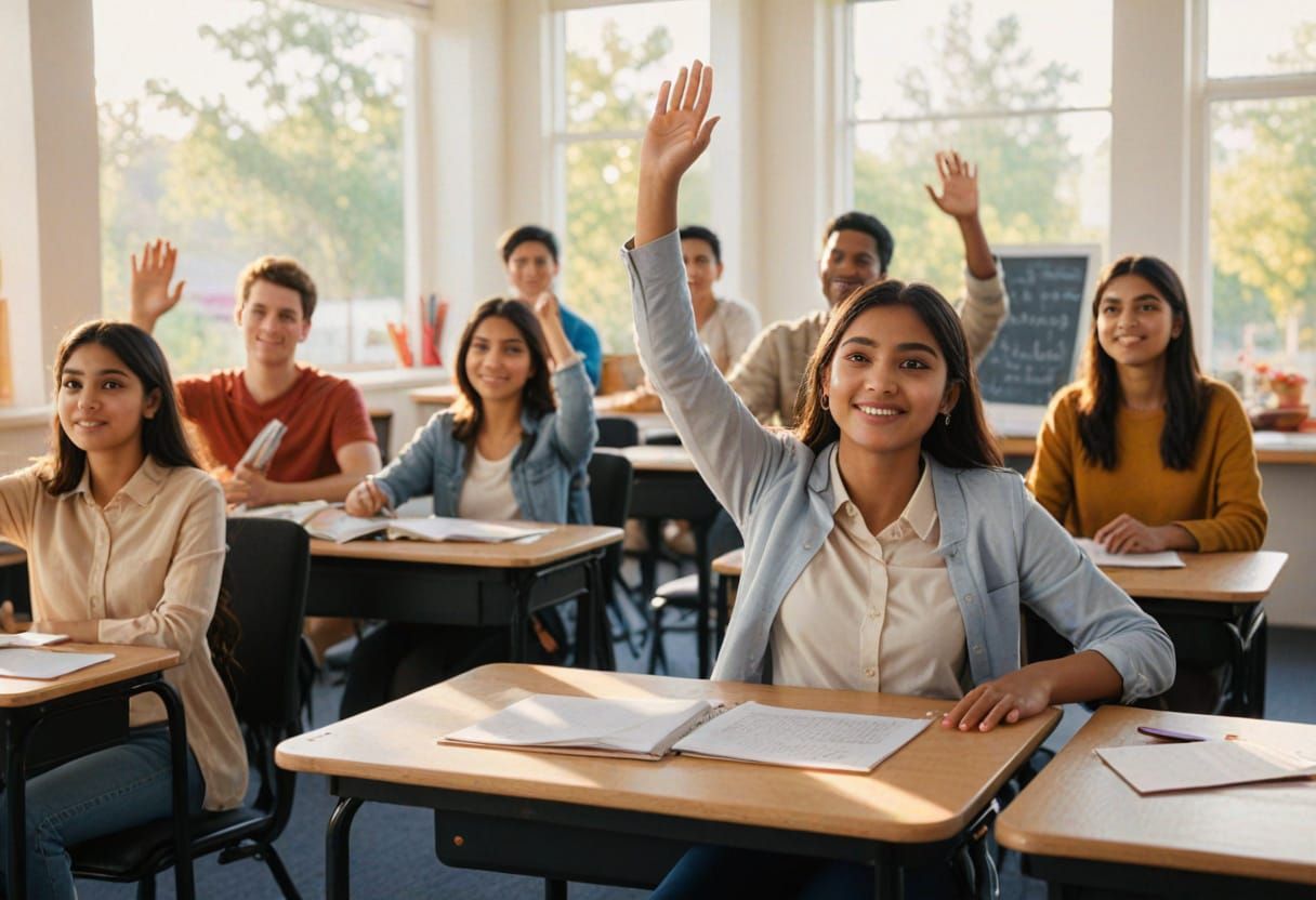 Cinematic Classroom Scene in Warm Colors with Bokeh Effect