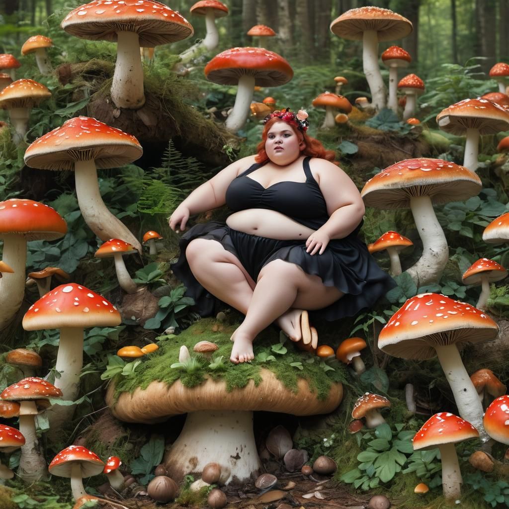Bbw fat Fairy sat on mushroom 🍄