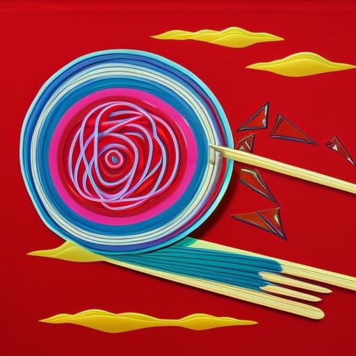 Holographic Red Noodles Cosmic Illustration