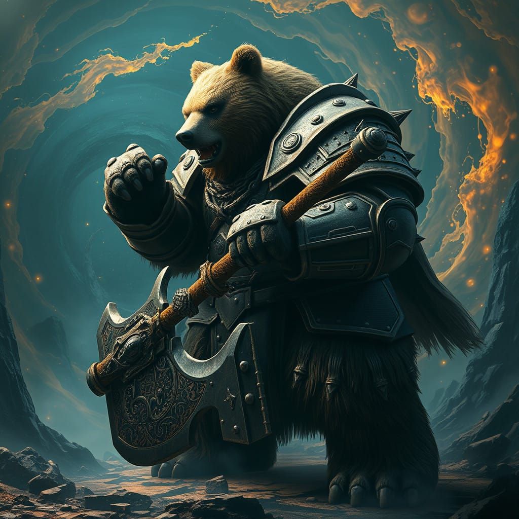 High-Fantasy Bear Warrior Unleashes Ancient Power