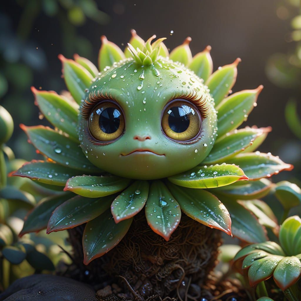 Cute Carnivorous Succulent Plant Discussing Biology in Digit...