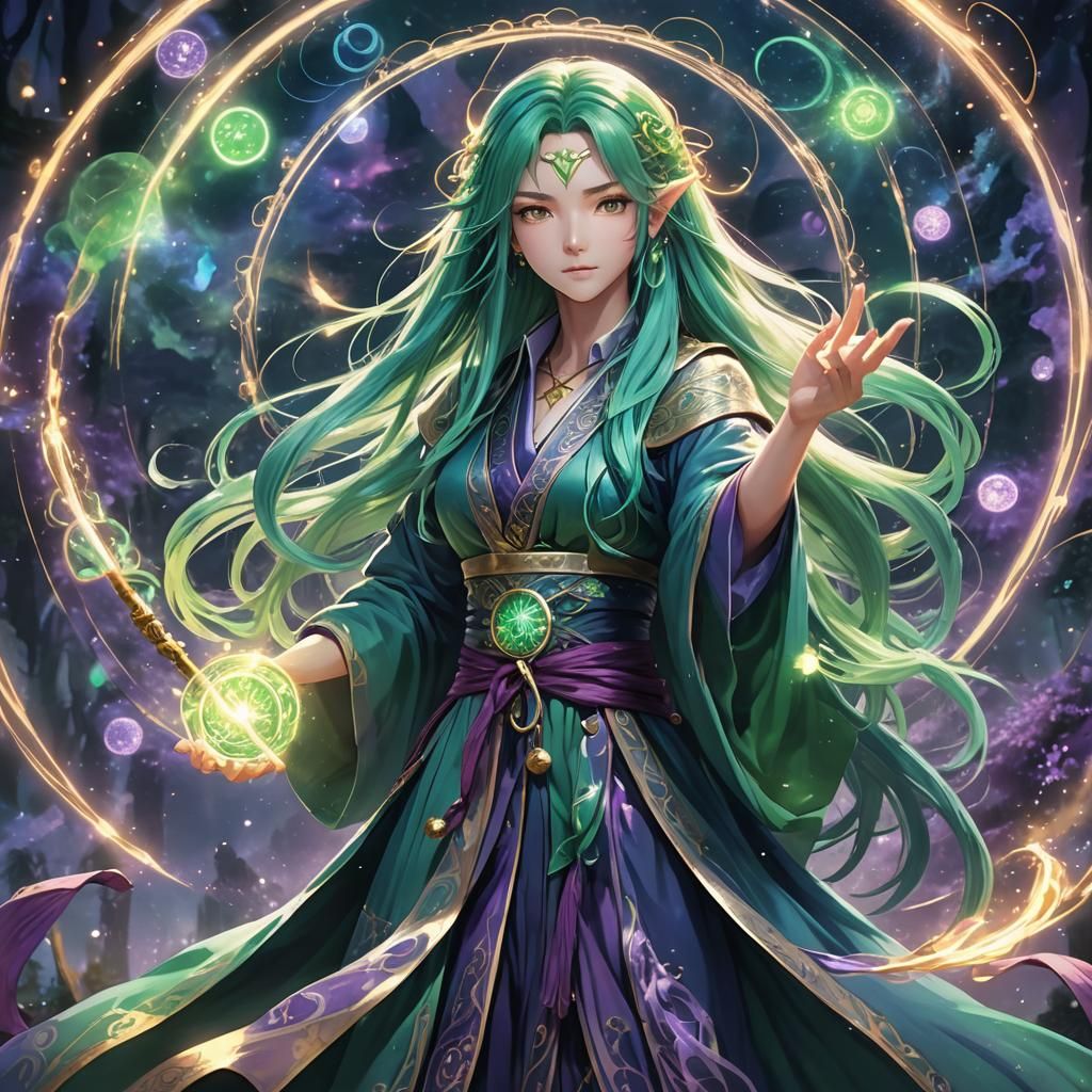 Anime Mage Casting a Spell