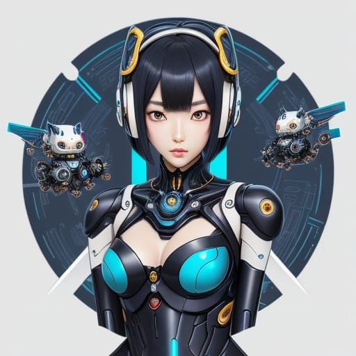 Mecha Musume. Created with DALL-E 3, Shim Jae-woo is a blend...