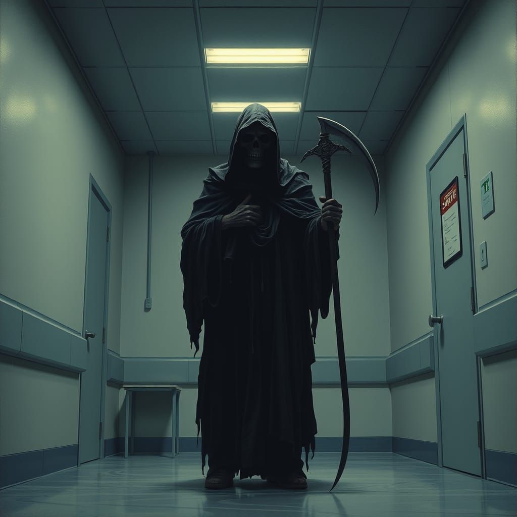Grim Reaper in Dark Hospital Scene