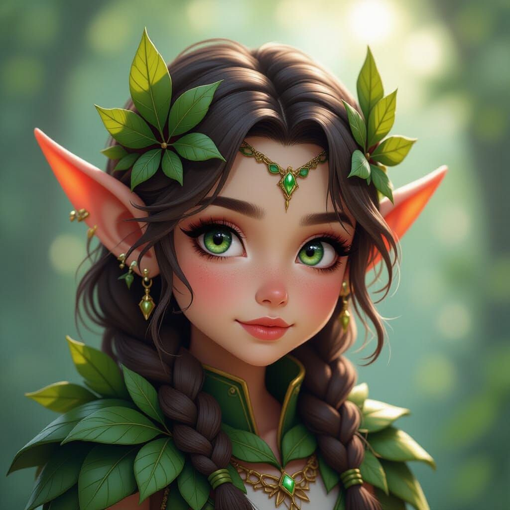 Elf with Leaf Armor: Concept Art Portrait