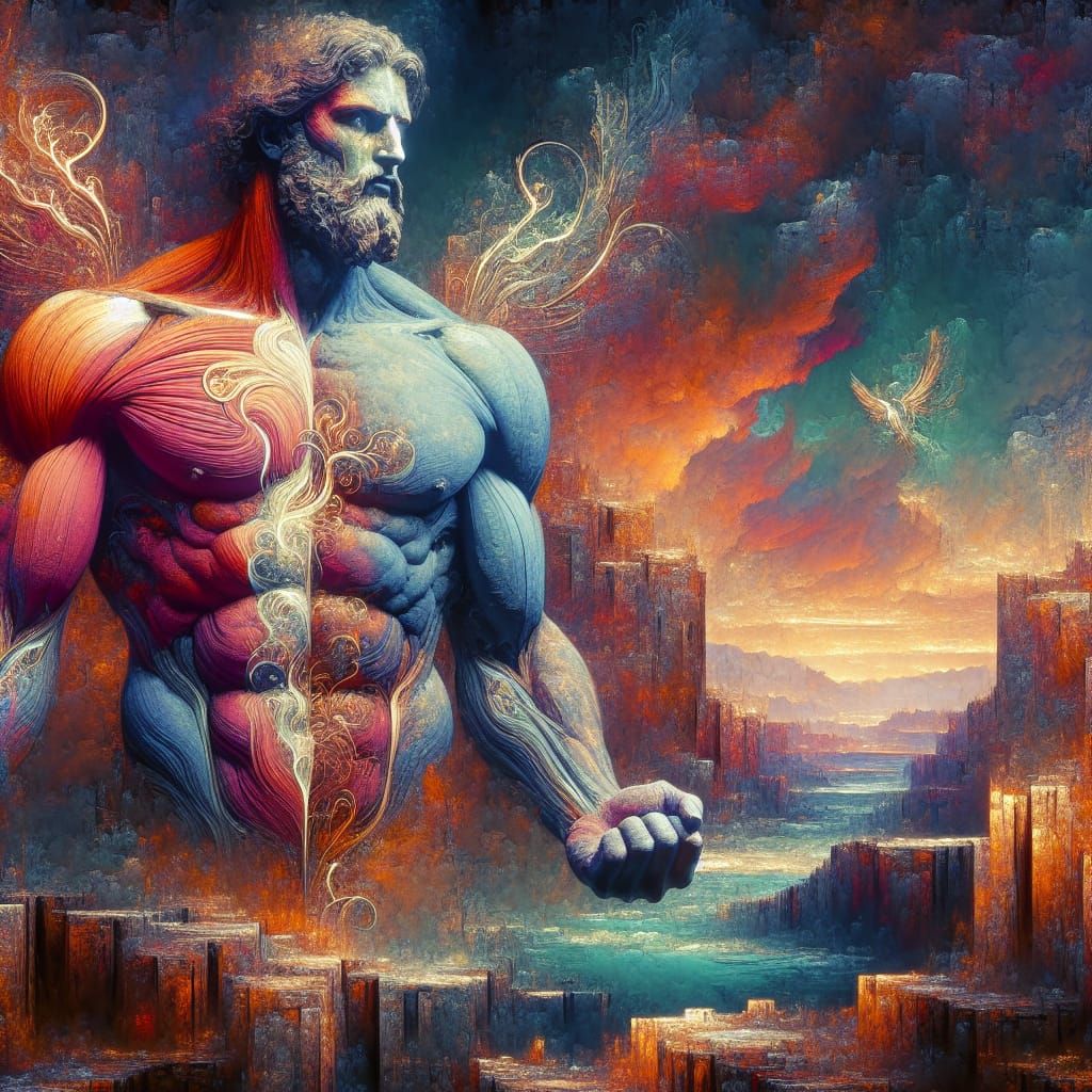 Muscular Man From Ancient Times Matte Painting