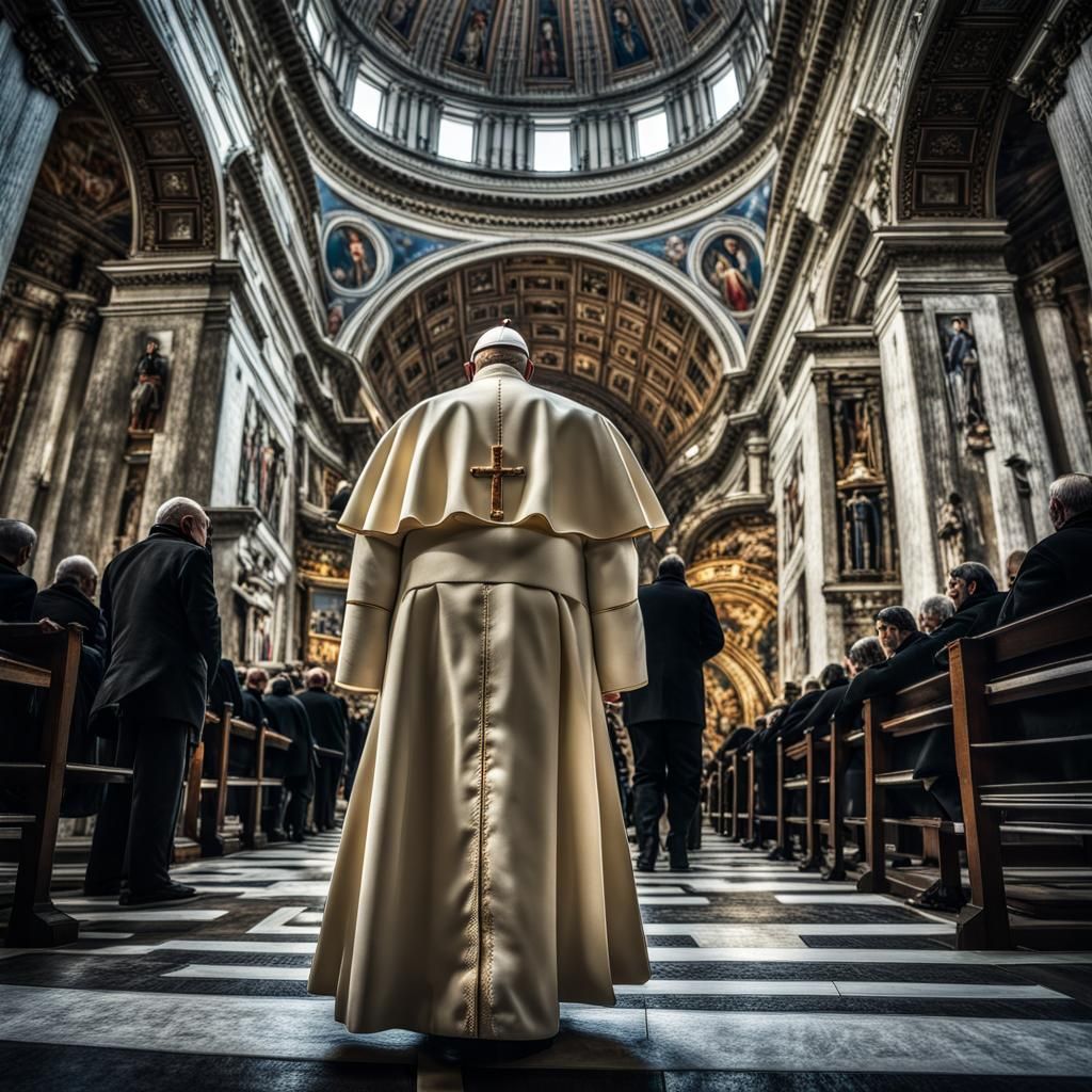 Pope Francis in Winter Garb, Hyperrealistic Style