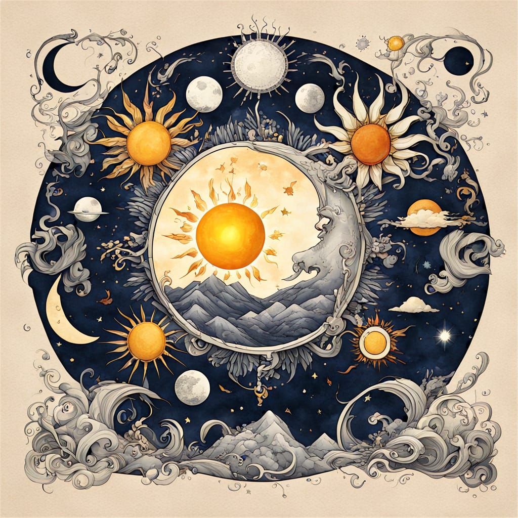 Cosmic Dance: Moon and Sun in Elemental Opposition