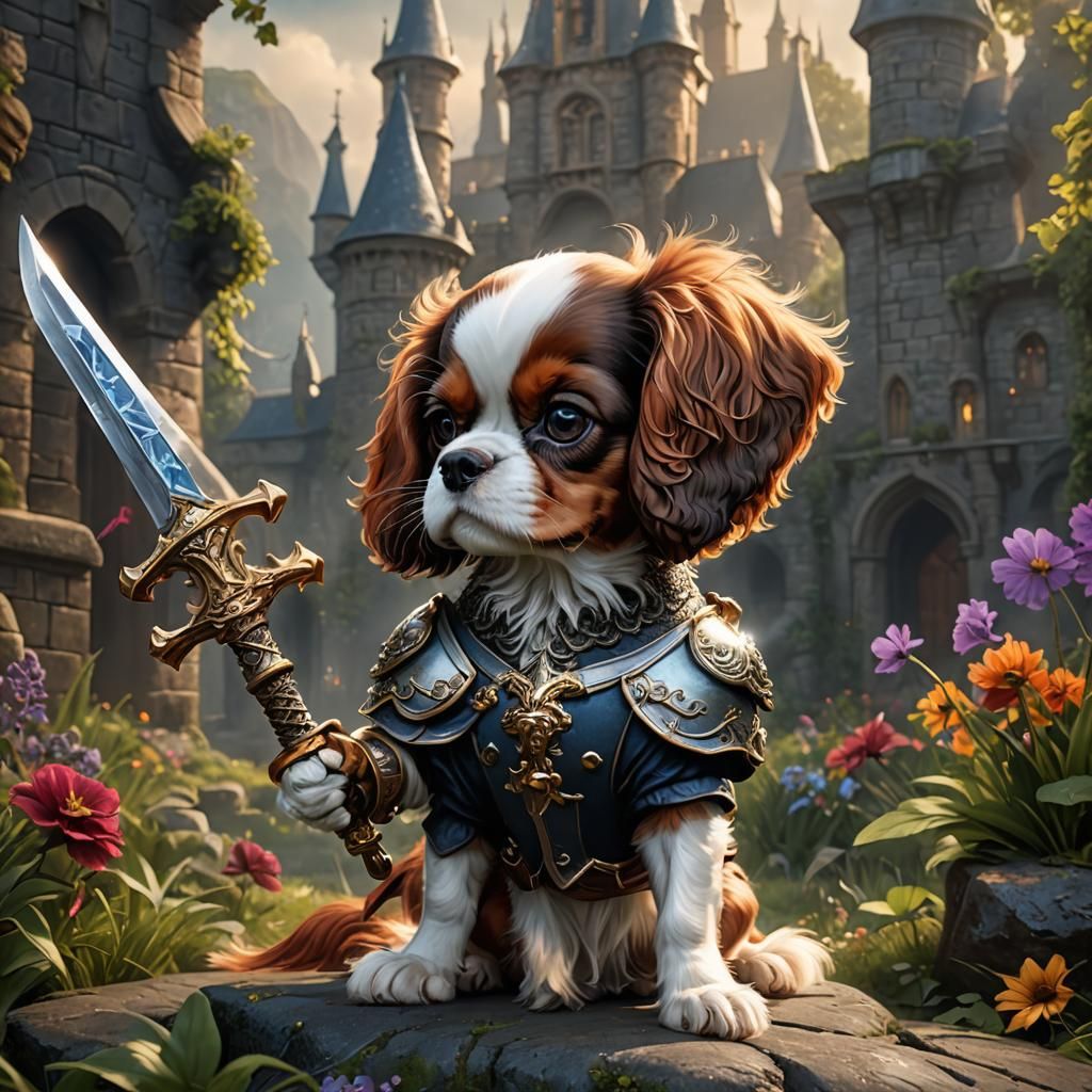 King Charles Cavalier Puppy Fantasy Hero