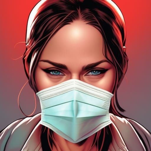 Comic Book Art: Hot Nurse in Surgical Mask