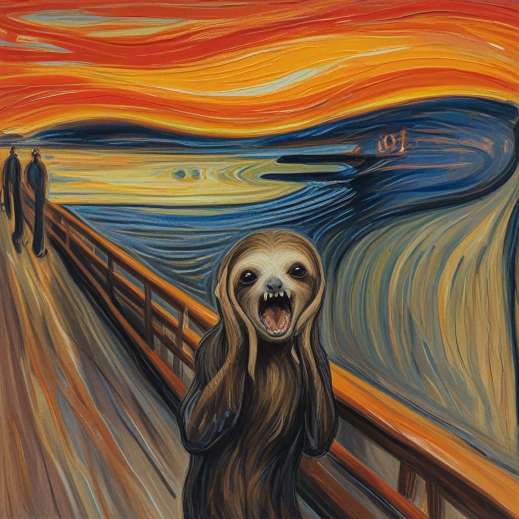 Sloth in Existential Anguish, in Classical Oil Painting Styl...