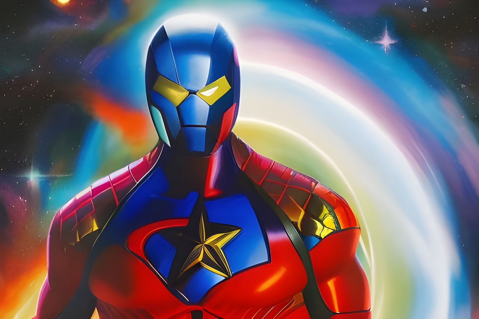 Extraterrestrial Superhero in Abstract Cubist Style