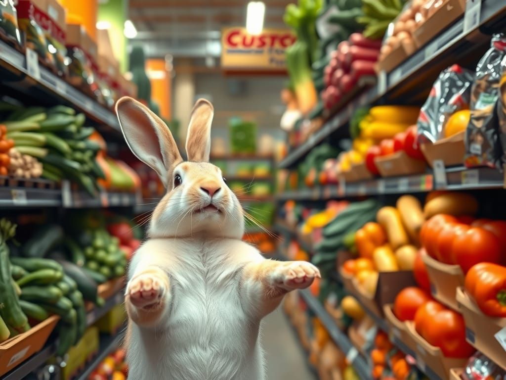 Rabbit in Costco Produce Heaven