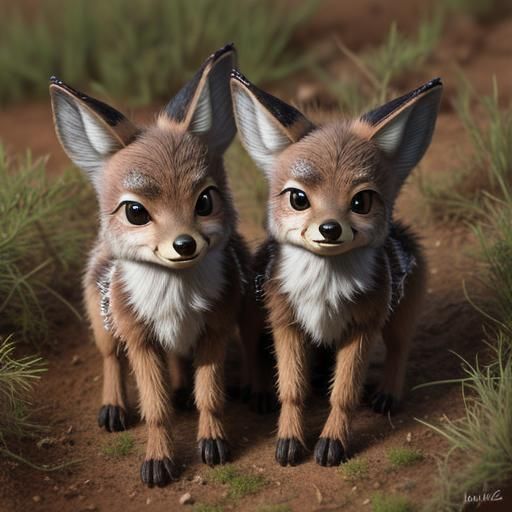 Hyperrealistic Baby Coyotes in Intricate Detail