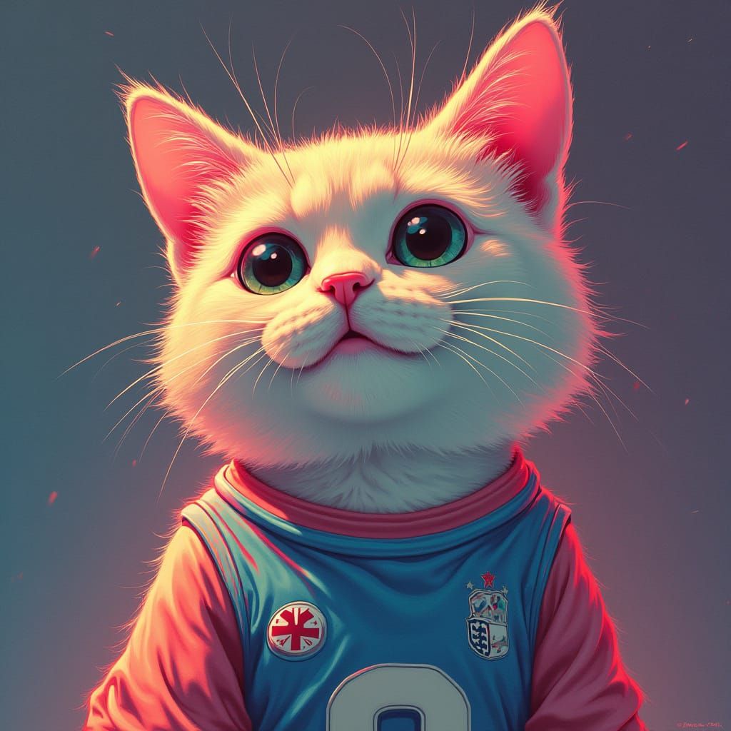 Rainbow Cat in Milan Jersey, Digital Art