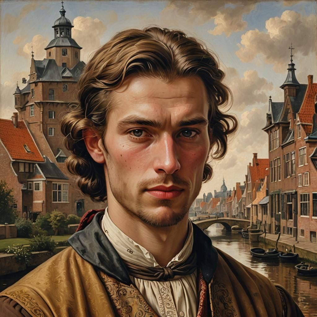 Dutch Masterpiece Portrait in Vermeer Style