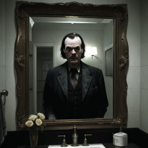 Jack Torrance Mirror Reflection: Horror Cinematic Shot