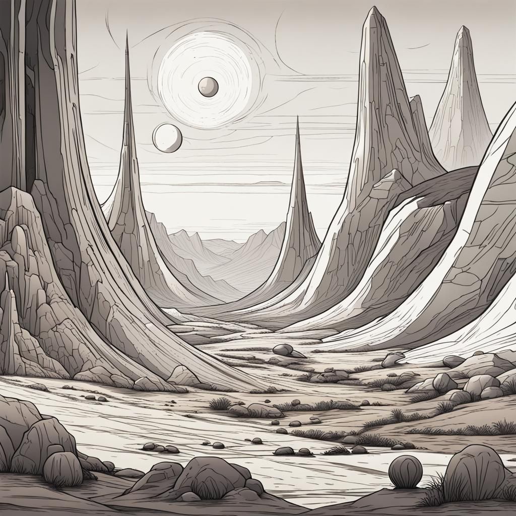 Minimalist Alien Landscape with Crisp Lines