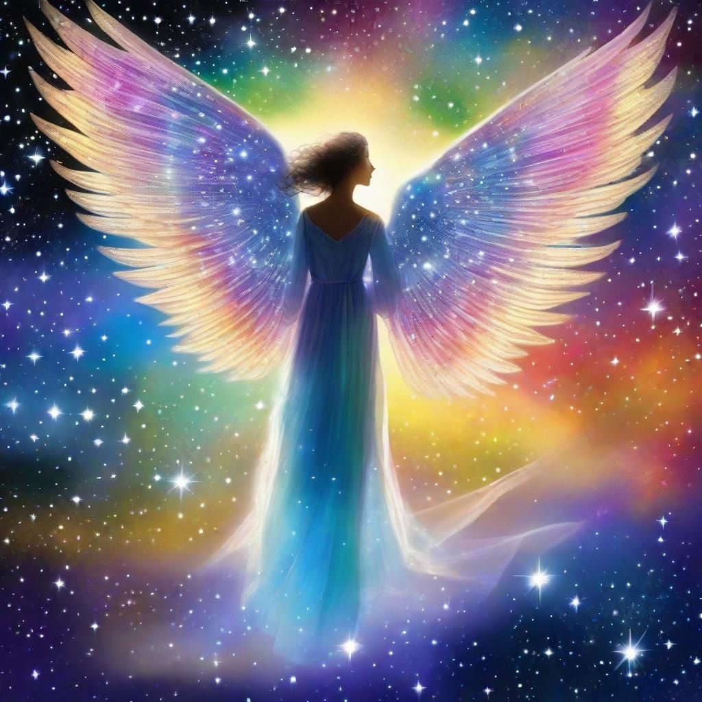 Angelic Wings Carry a Translucent Star