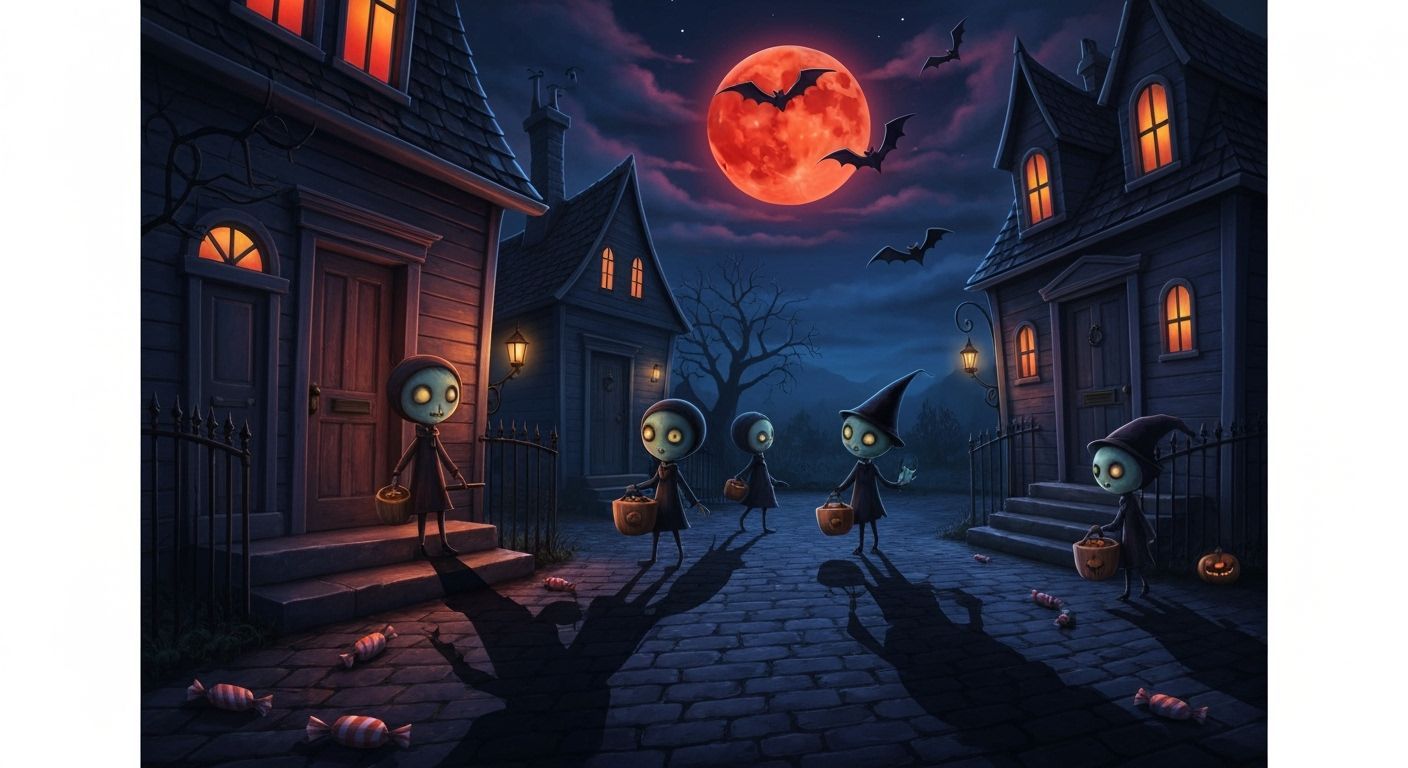 Darkly Whimsical Halloween Night with Undead Trick-or-Treate...