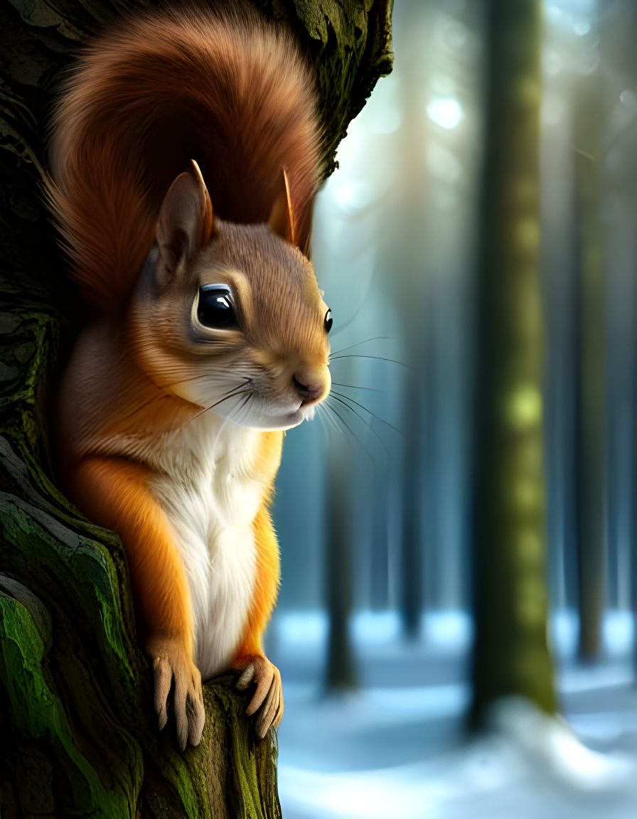 Majestic Squirrel Portrait in Hyperrealistic Style