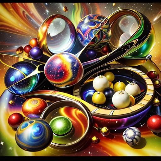 Psychedelic Pinball Machine with Spiral Galaxies