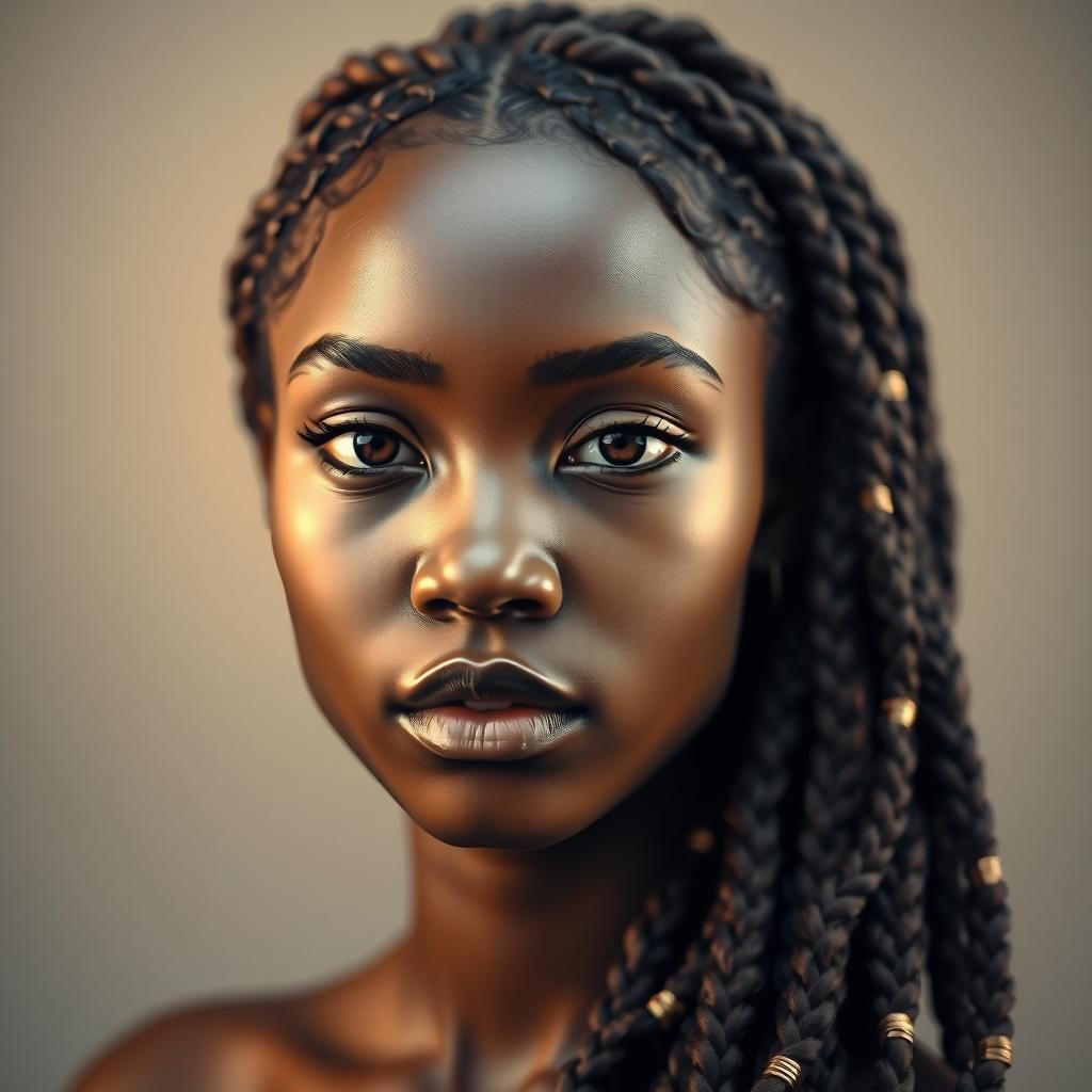 Beautiful Portrait of a Braided Woman with Gold Accents