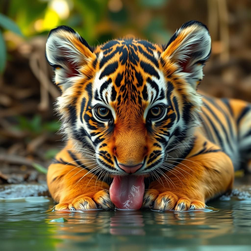 Tiger Cub Portrait: Jungle Pool