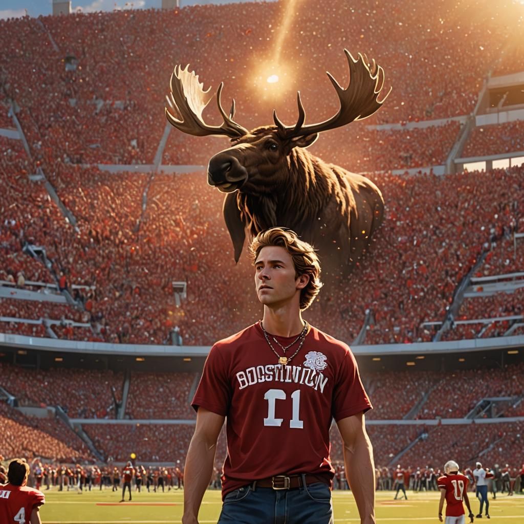 Fantasy Art of Man on Football Field