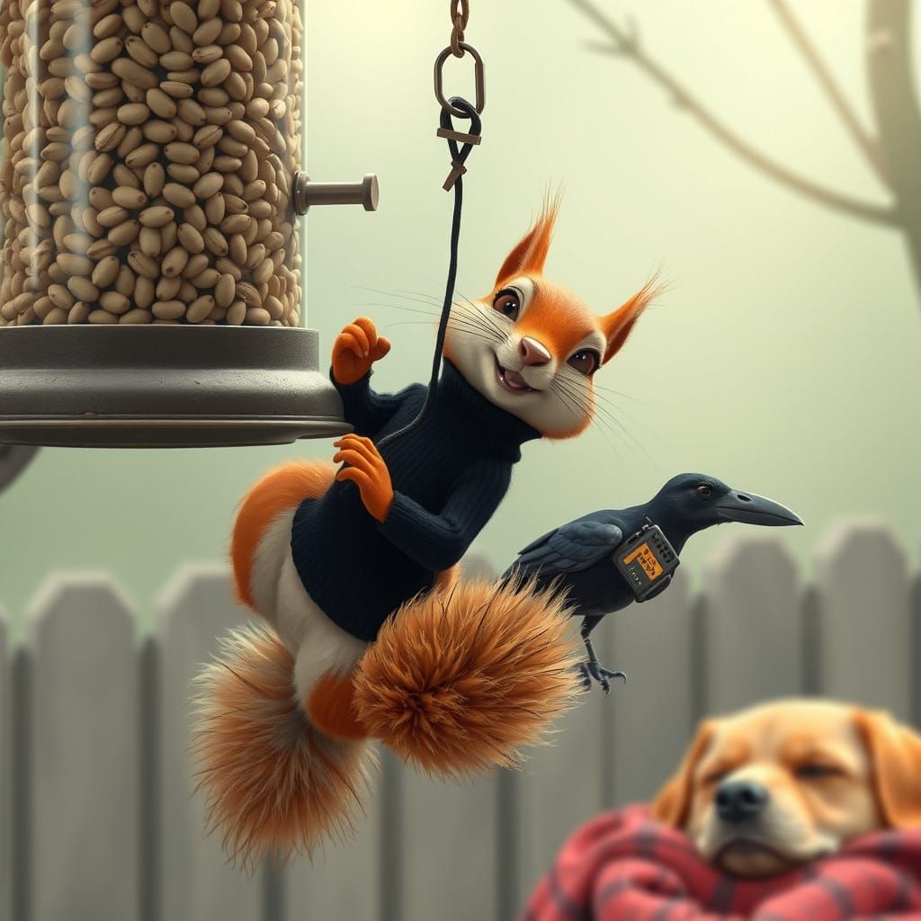 Squirrel Spy Heist in Pixar Animation Style